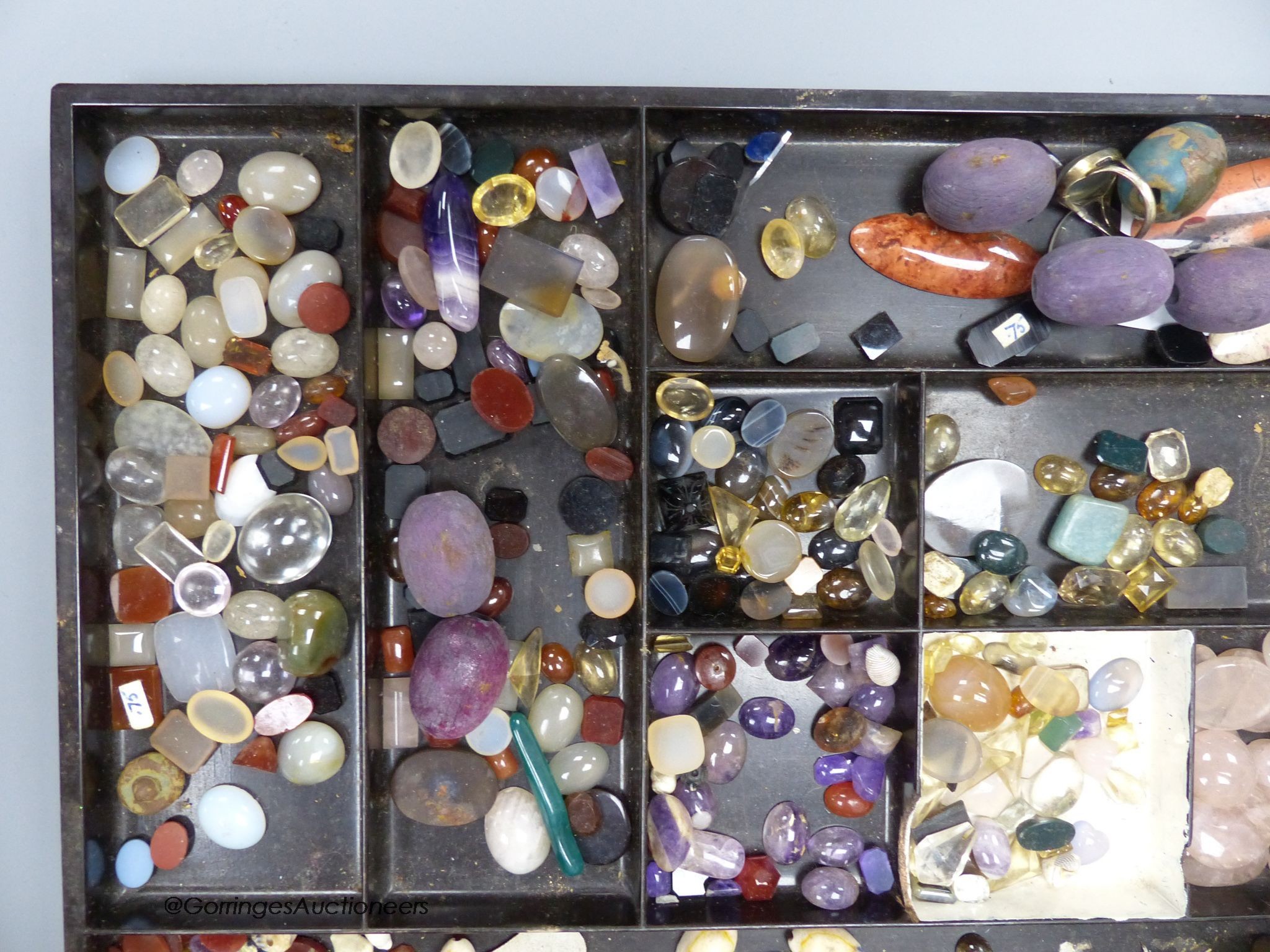 A collection of gem stone cabochons etc